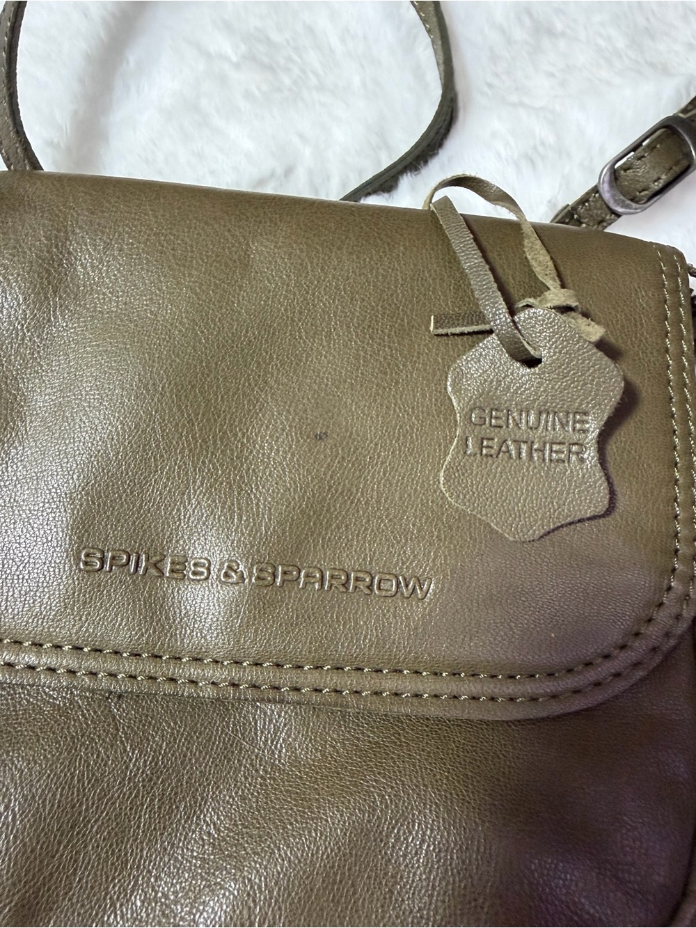 Spikes & Sparrow Olive Genuine Leather Crossbody Bag
